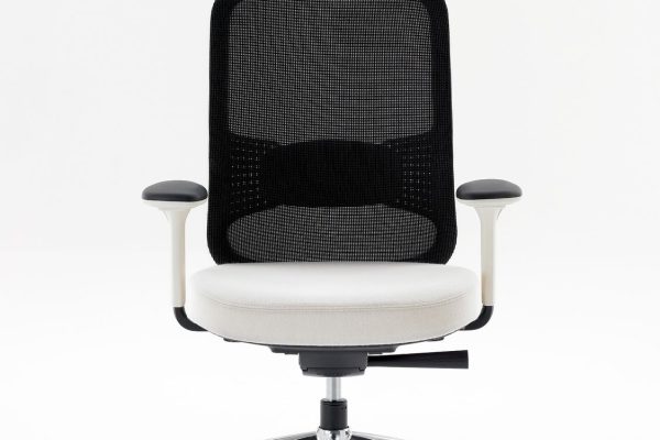 Low-Projek-Task-Chair-Front-View-Ebony-Mesh-Stone-Frame-4D-Arms