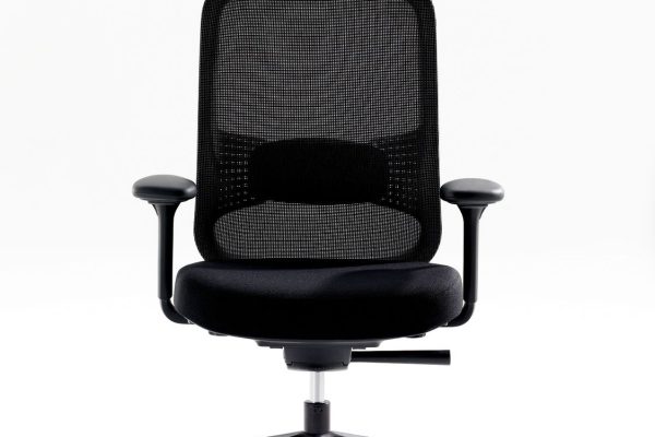 Low-Projek-Task-Chair-Front-View-Headrest-Ebony-Mesh-Ebony-Frame-4D-Arms