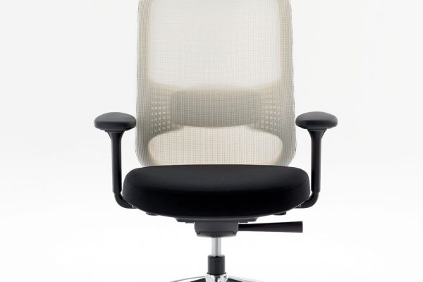 Low-Projek-Task-Chair-Front-View-Stone-Mesh-Ebony-Frame-4D-arms