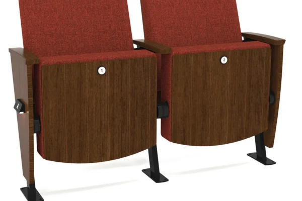 03-P10-Auditorium-Chair-with-red-upholstery-showing-seat-numbers-on-dark-wood-seat-panels-for-performing-arts-venues-and-theaters
