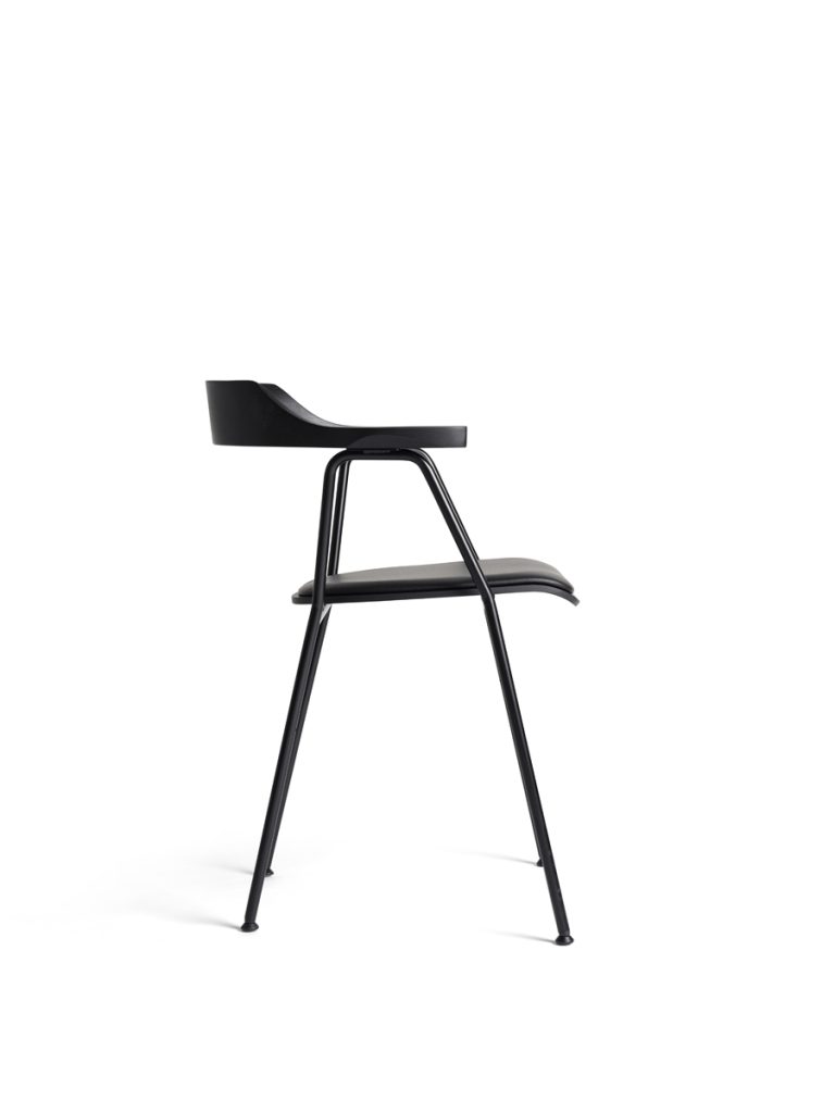 Rex81111_4455 Chair_black oak_offset upholstered seat_Mastrotto Linea nero