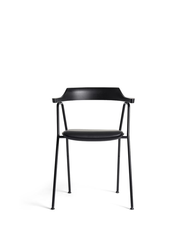 Rex81113_4455 Chair_black oak_offset upholstered seat_Mastrotto Linea nero
